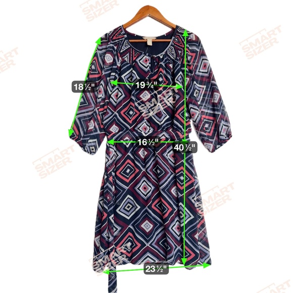 Banana Republic NWT Artsy Sheer Lined Geometric Print Flowy belted Dress sz 12 - Picture 9 of 9